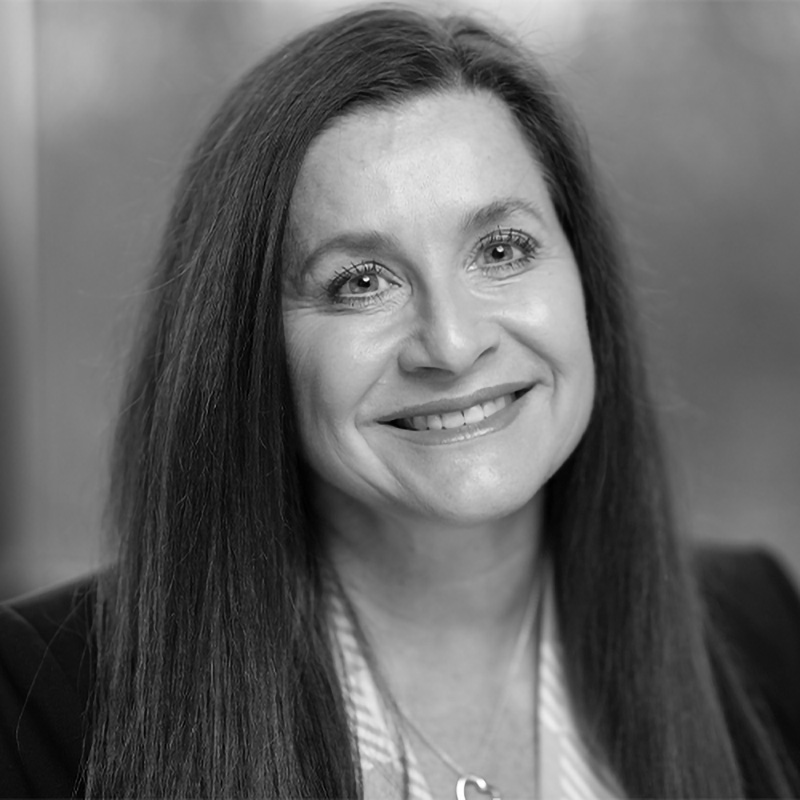 Headshot of Lynn Hopkins Cantwell in black & white.